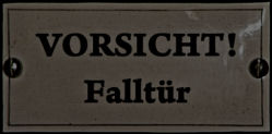 Emailleschild Falltuer dkl